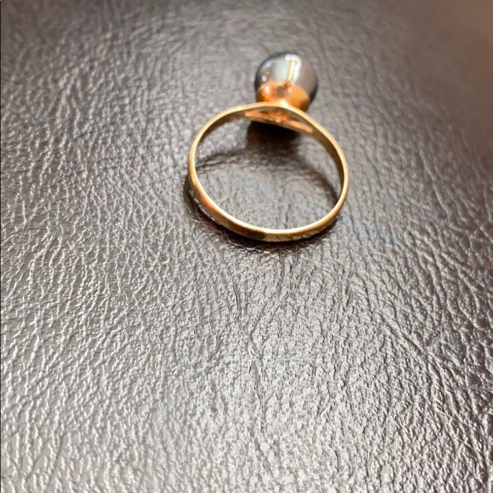 14k Solid Gold Black Pearl Ring - image 7